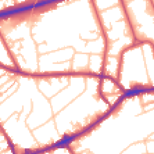 Daytime road noise heatmap for TW7 4AL