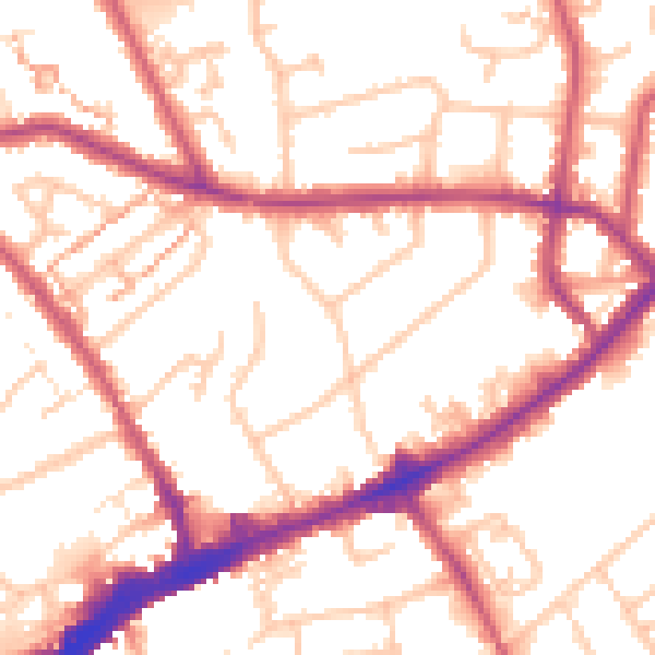 Daytime road noise heatmap for TW7 4AT