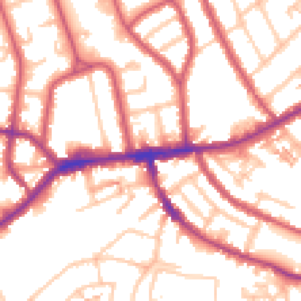 Daytime road noise heatmap for TW7 4BF