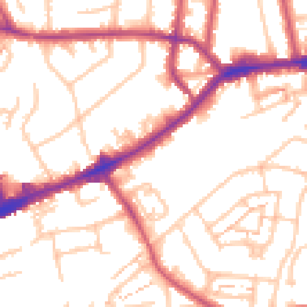 Daytime road noise heatmap for TW7 4DJ