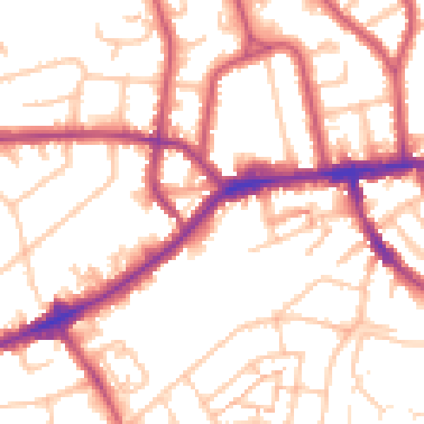 Daytime road noise heatmap for TW7 4EJ