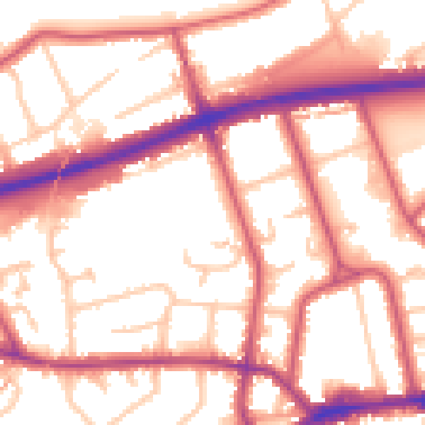 Daytime road noise heatmap for TW7 4FD