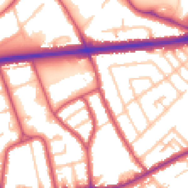 Daytime road noise heatmap for TW7 5DY