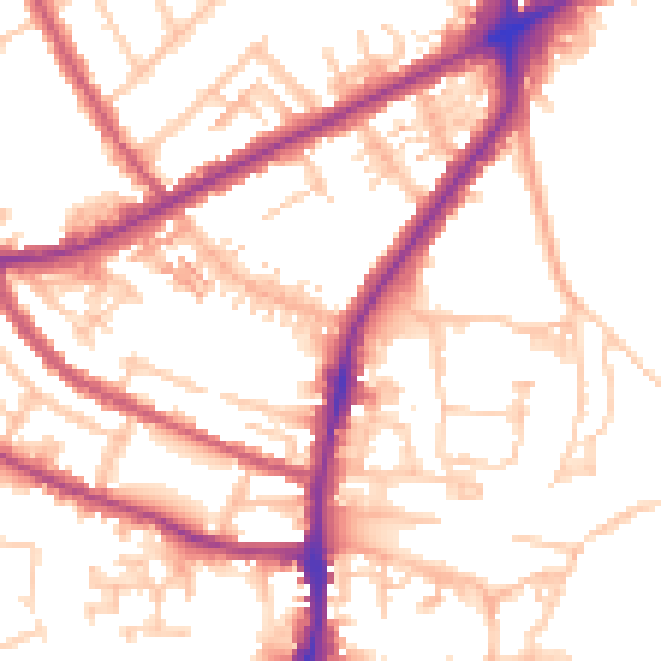 Daytime road noise heatmap for TW7 6AH