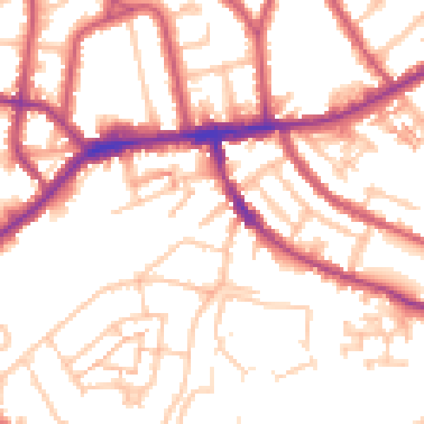 Daytime road noise heatmap for TW7 6NP
