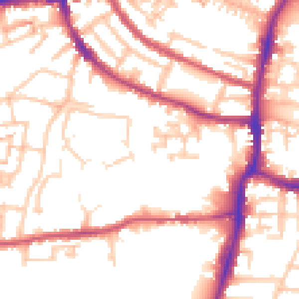 Daytime road noise heatmap for TW7 6SD