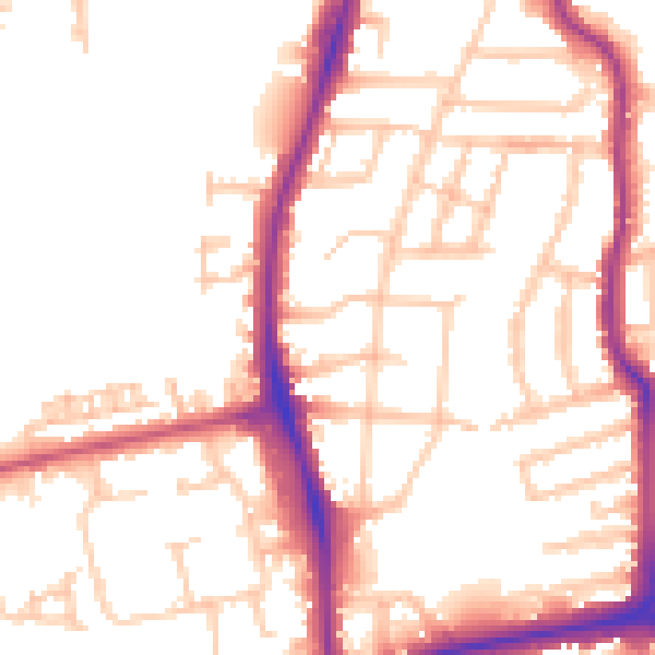 Daytime road noise heatmap for TW7 7JU