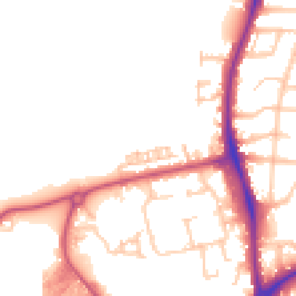 Daytime road noise heatmap for TW7 7LB