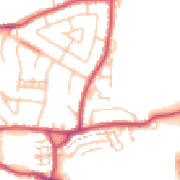 Daytime road noise heatmap for TW7 7PN