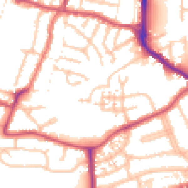 Daytime road noise heatmap for UB2 5NR