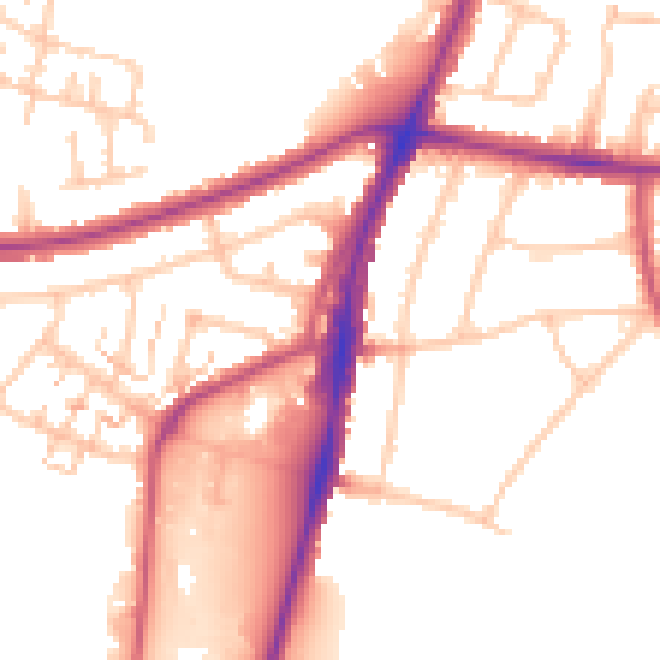 Daytime road noise heatmap for UB6 0AJ
