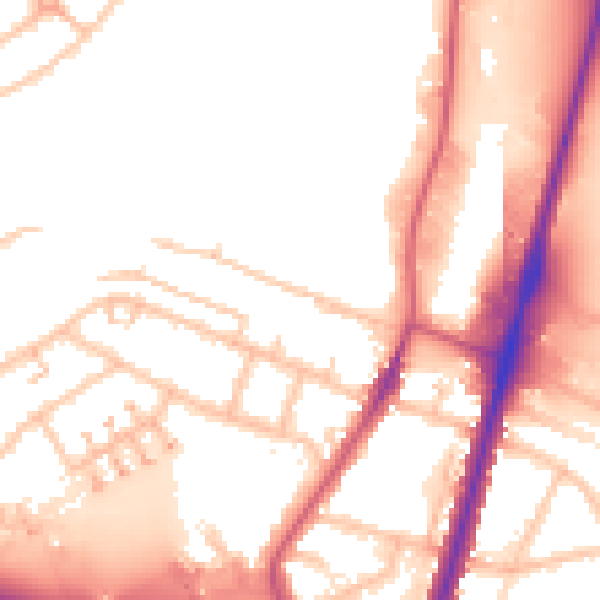 Daytime road noise heatmap for UB6 0AL