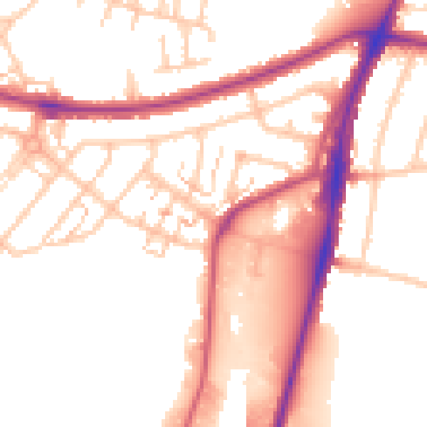 Daytime road noise heatmap for UB6 0DQ