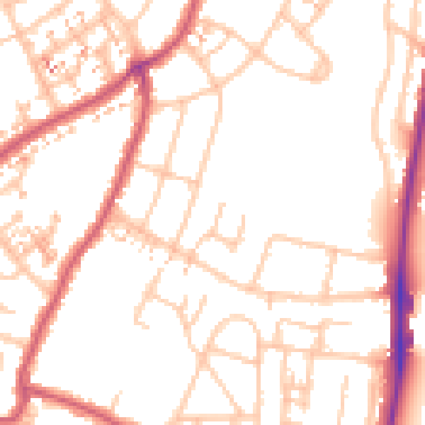 Daytime road noise heatmap for UB6 9DQ