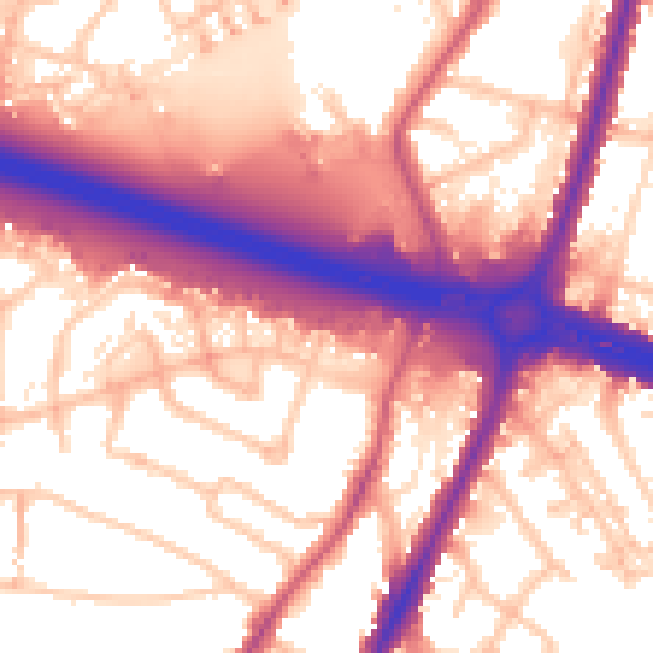 Daytime road noise heatmap for UB6 9PB