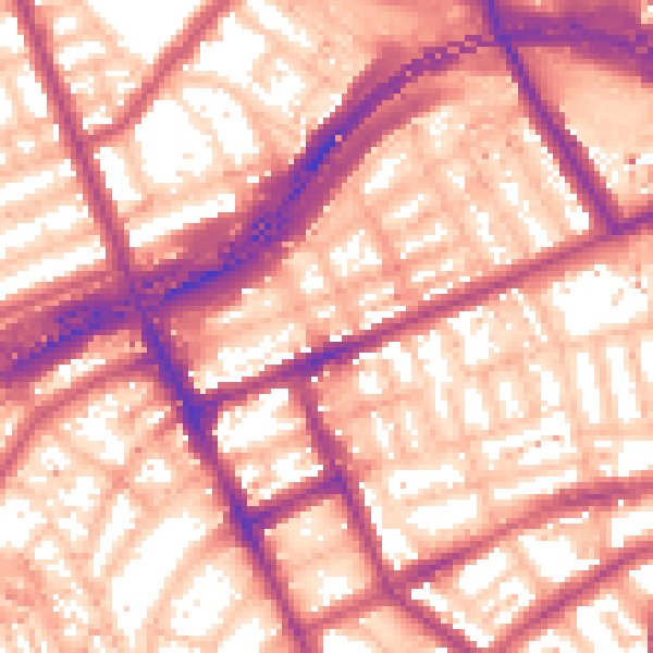 Daytime road noise heatmap for W11 1LQ