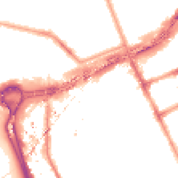 Night-time road noise heatmap for W11 1RF