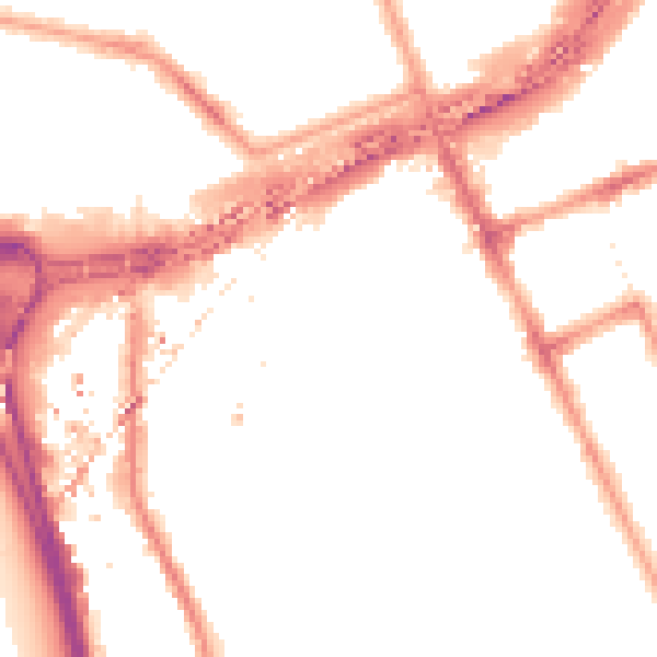 Night-time road noise heatmap for W11 1SN