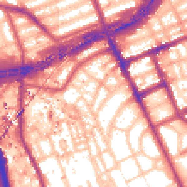 Daytime road noise heatmap for W11 1TU
