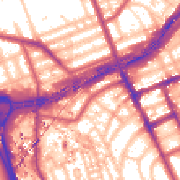 Daytime road noise heatmap for W11 1UE