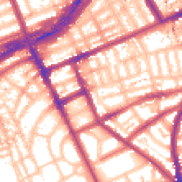 Daytime road noise heatmap for W11 2JA