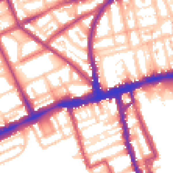 Daytime road noise heatmap for W11 3PA