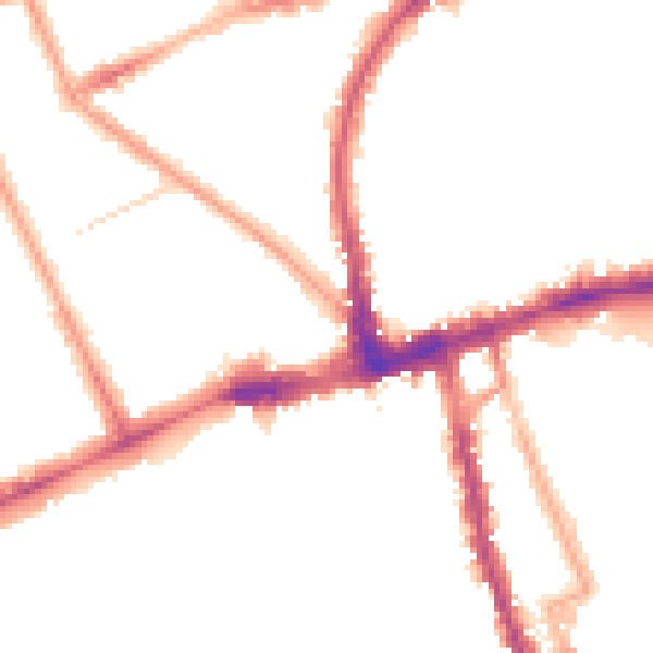 Night-time road noise heatmap for W11 3PA