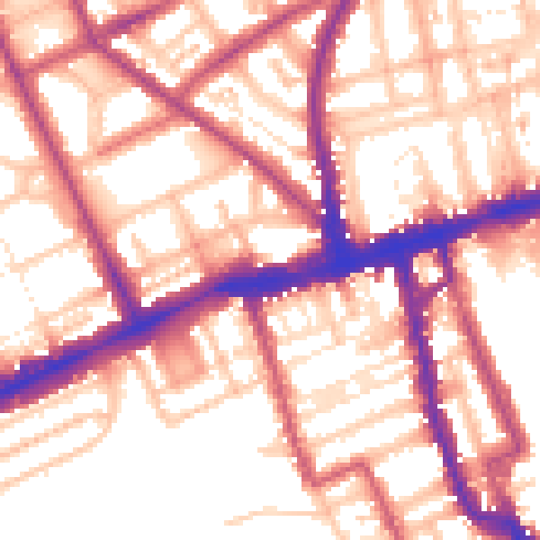 Daytime road noise heatmap for W11 3QS