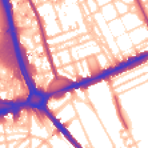Daytime road noise heatmap for W11 4QS