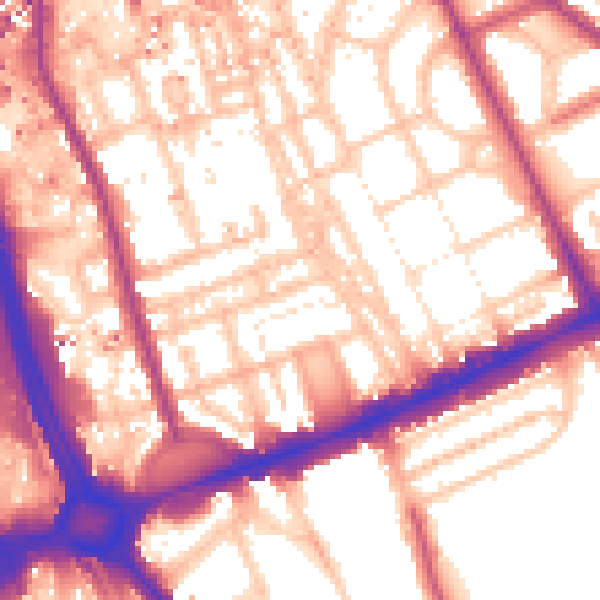 Daytime road noise heatmap for W11 4QZ