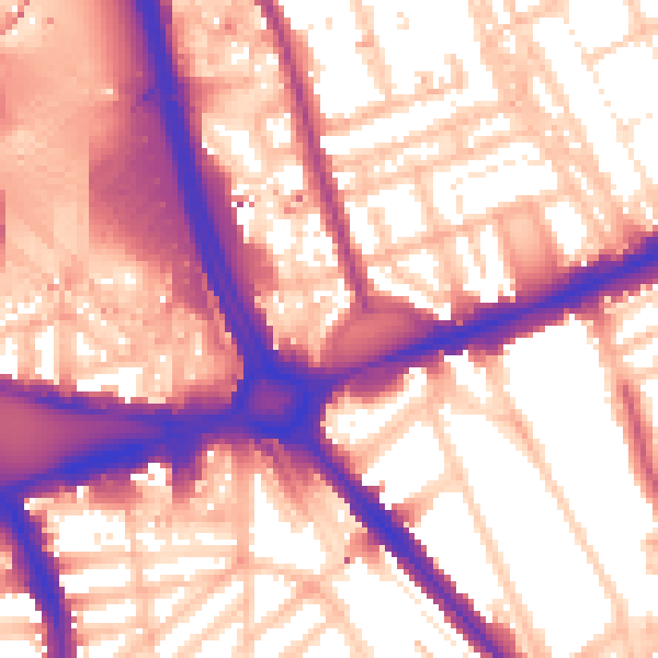 Daytime road noise heatmap for W11 4SN