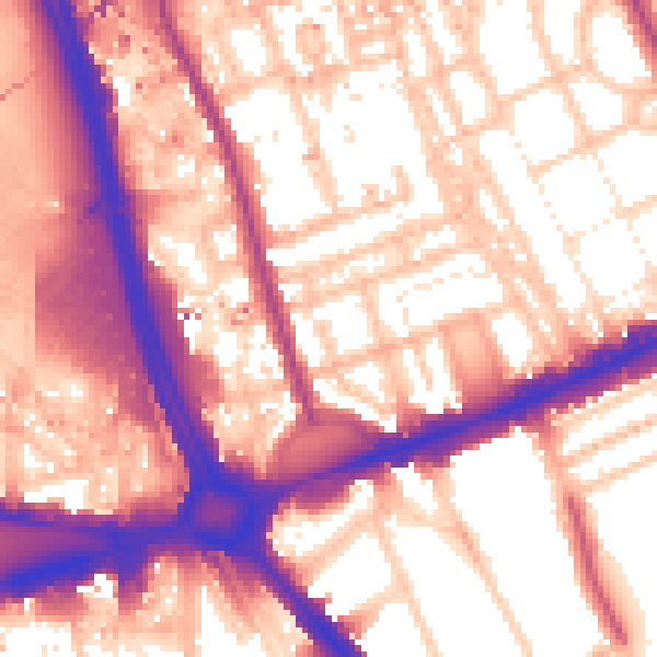 Daytime road noise heatmap for W11 4SQ