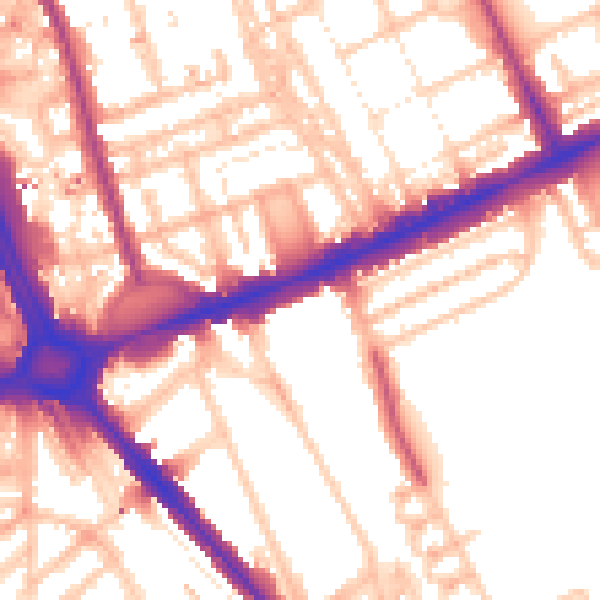 Daytime road noise heatmap for W11 4UT