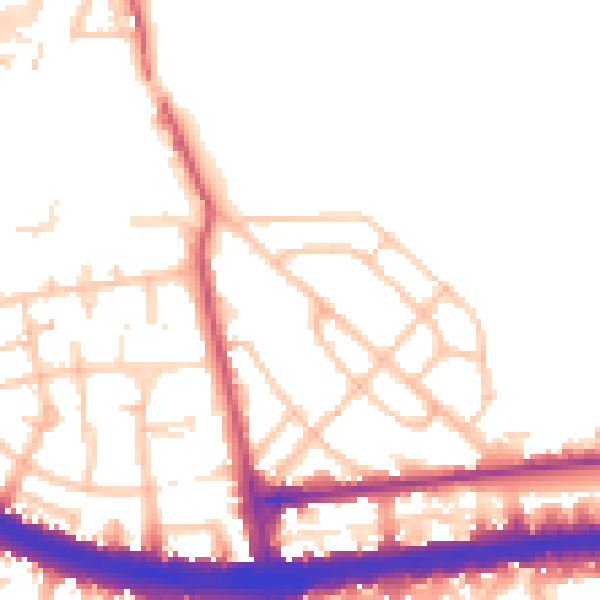 Daytime road noise heatmap for W12 0AB