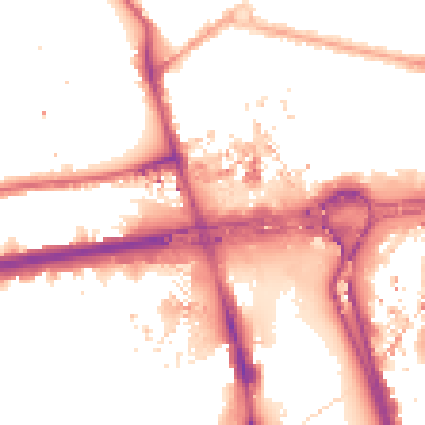 Night-time road noise heatmap for W12 0FD