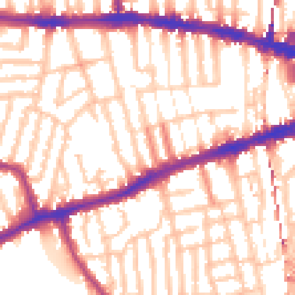 Daytime road noise heatmap for W12 8BN