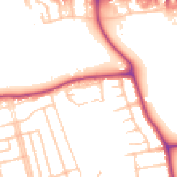 Daytime road noise heatmap for W13 0AB