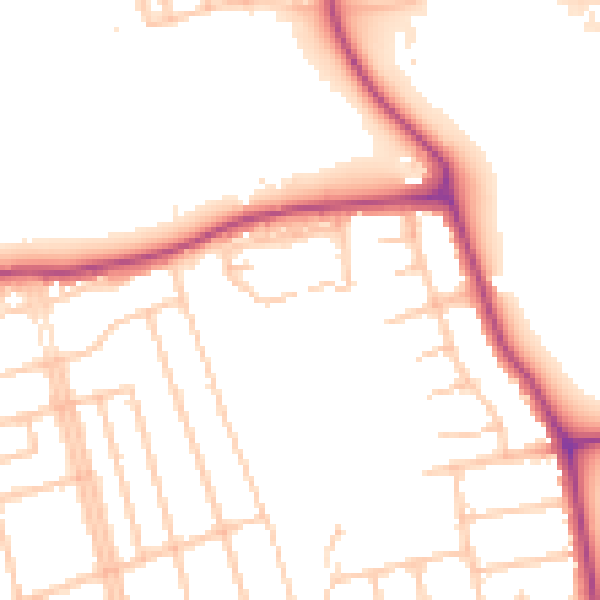 Daytime road noise heatmap for W13 0AQ