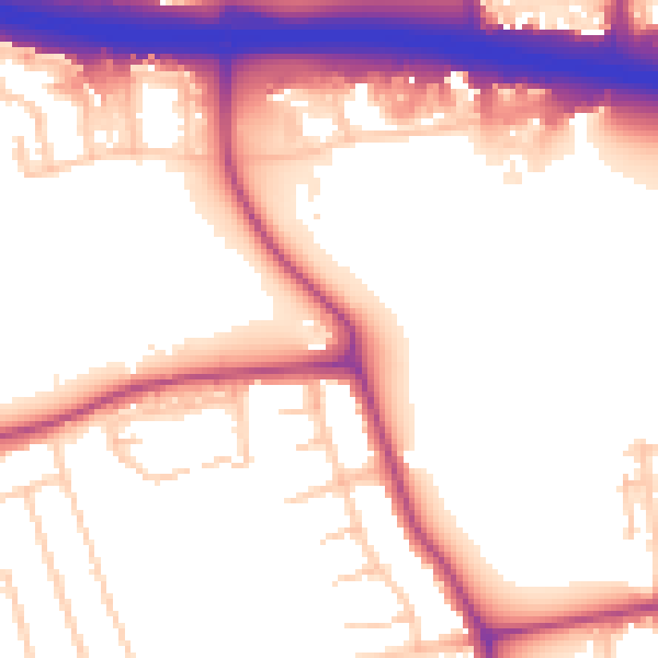 Daytime road noise heatmap for W13 0BA