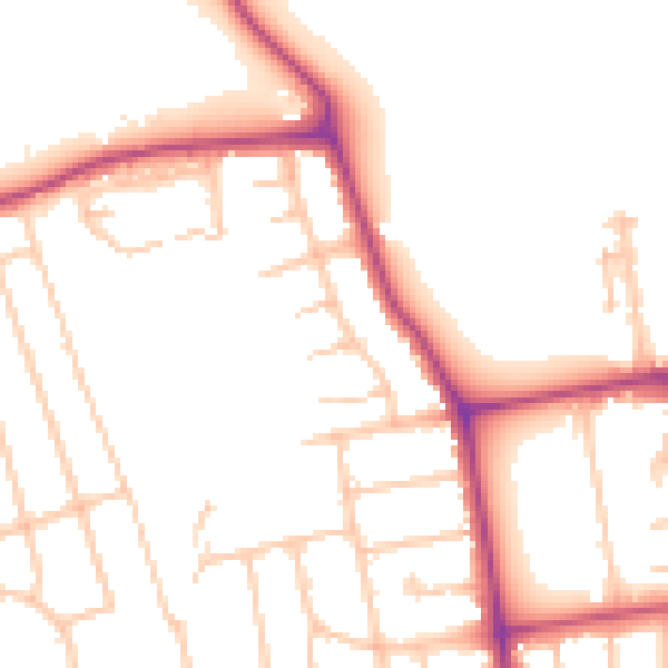 Daytime road noise heatmap for W13 0BG