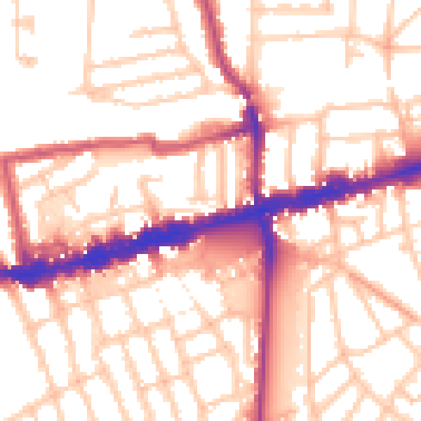 Daytime road noise heatmap for W13 0BS