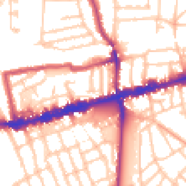 Daytime road noise heatmap for W13 0TQ