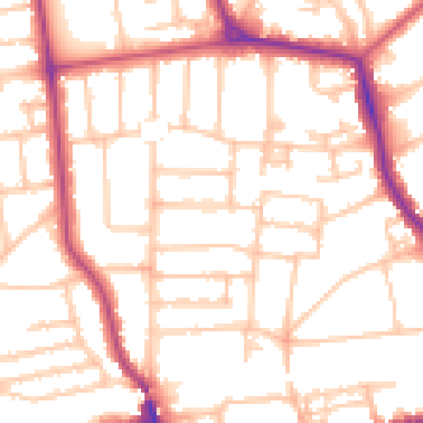 Daytime road noise heatmap for W13 8HE