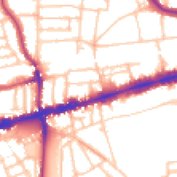Daytime road noise heatmap for W13 8RP