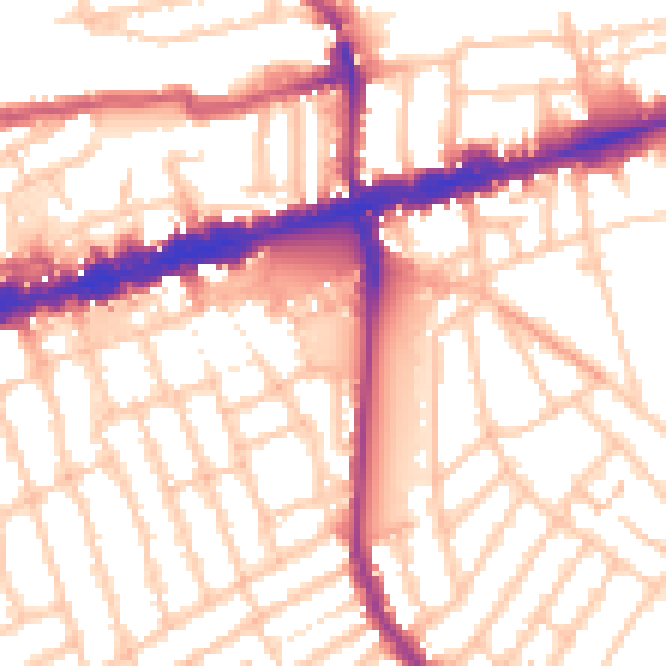 Daytime road noise heatmap for W13 9FQ