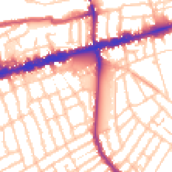 Daytime road noise heatmap for W13 9HB