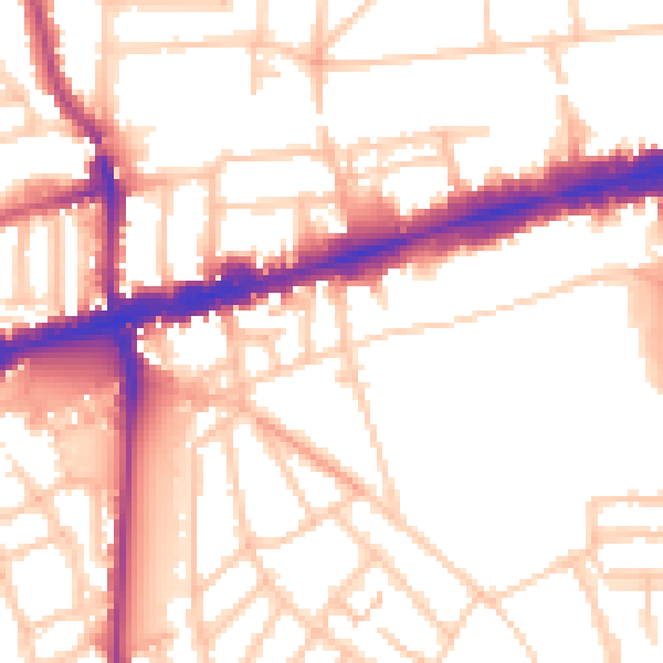 Daytime road noise heatmap for W13 9NB