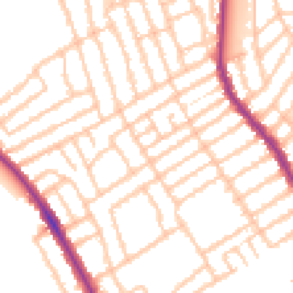 Daytime road noise heatmap for W13 9TJ