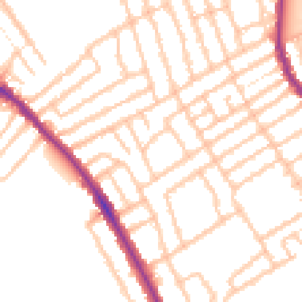 Daytime road noise heatmap for W13 9UA