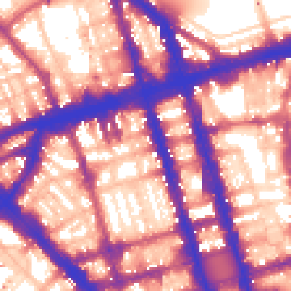 Daytime road noise heatmap for W1H 1BU